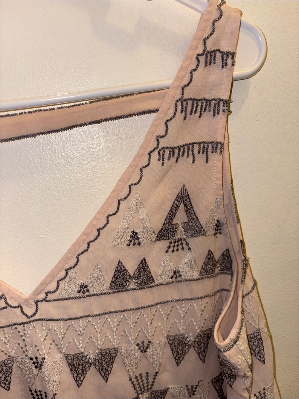 Free People Blush Pink Beaded V-Neck Dress - Picture 6 of 6
